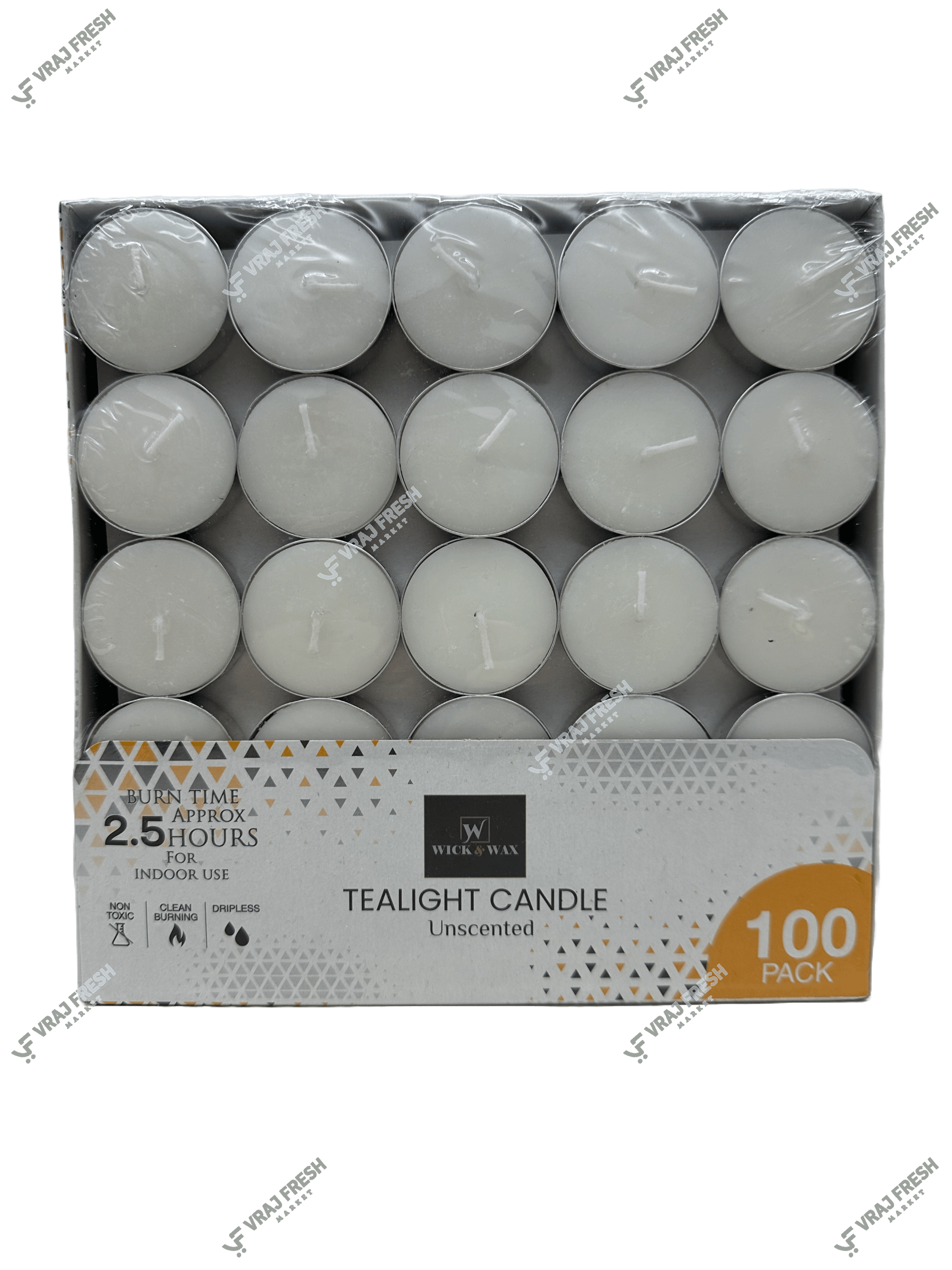 Tealight Candle Unscented - 100 Pcs (Run Time Approx. 2.5 Hours)