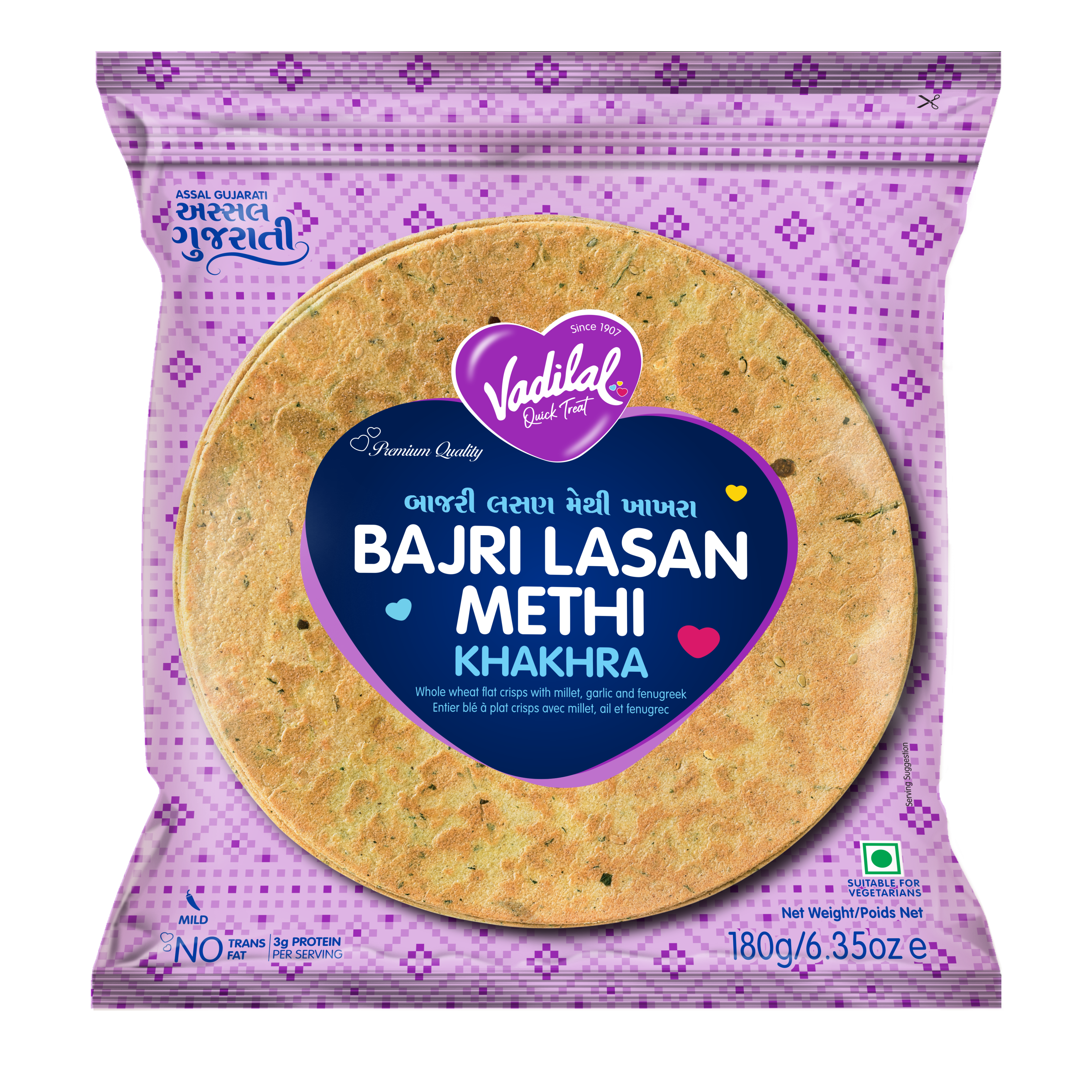 Vadilal Bajri Lasan Khakhra (180g 6.3oz)