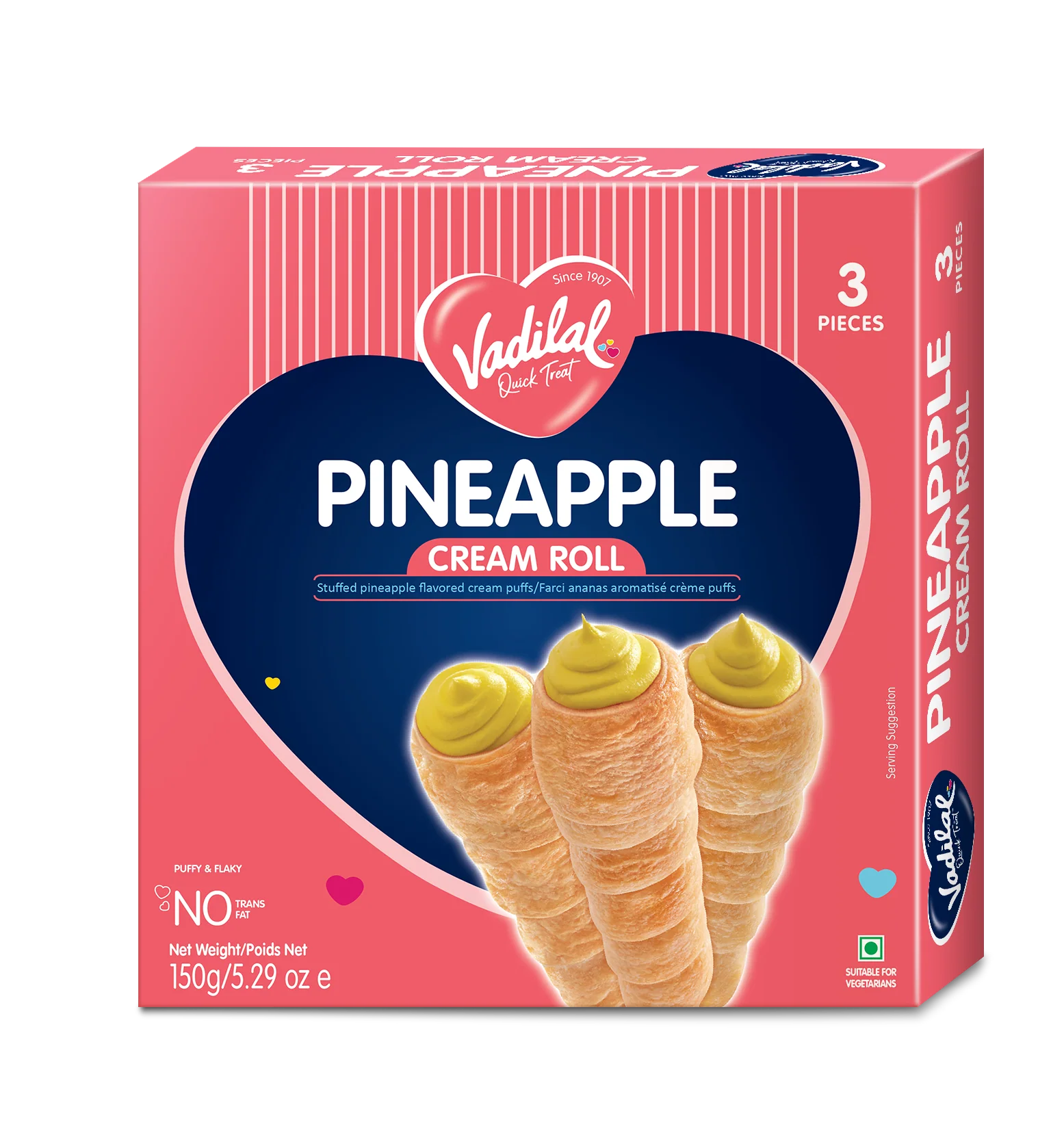 Vadilal Pineapple Cream Roll (150g 5.2oz)