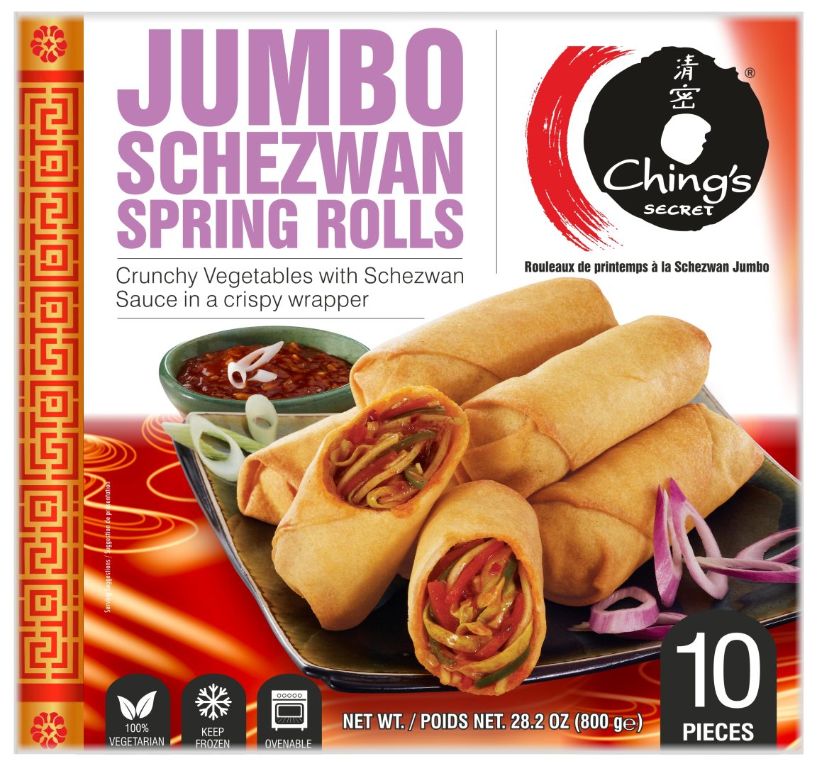 Chings Jumbo Schezwan Spring Rolls 10pcs (800g 28oz)