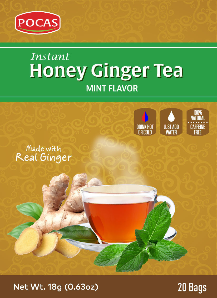Pocas Instant Honey Ginger Tea Mint Flavor  20 Sachets (12.6Oz  360g)