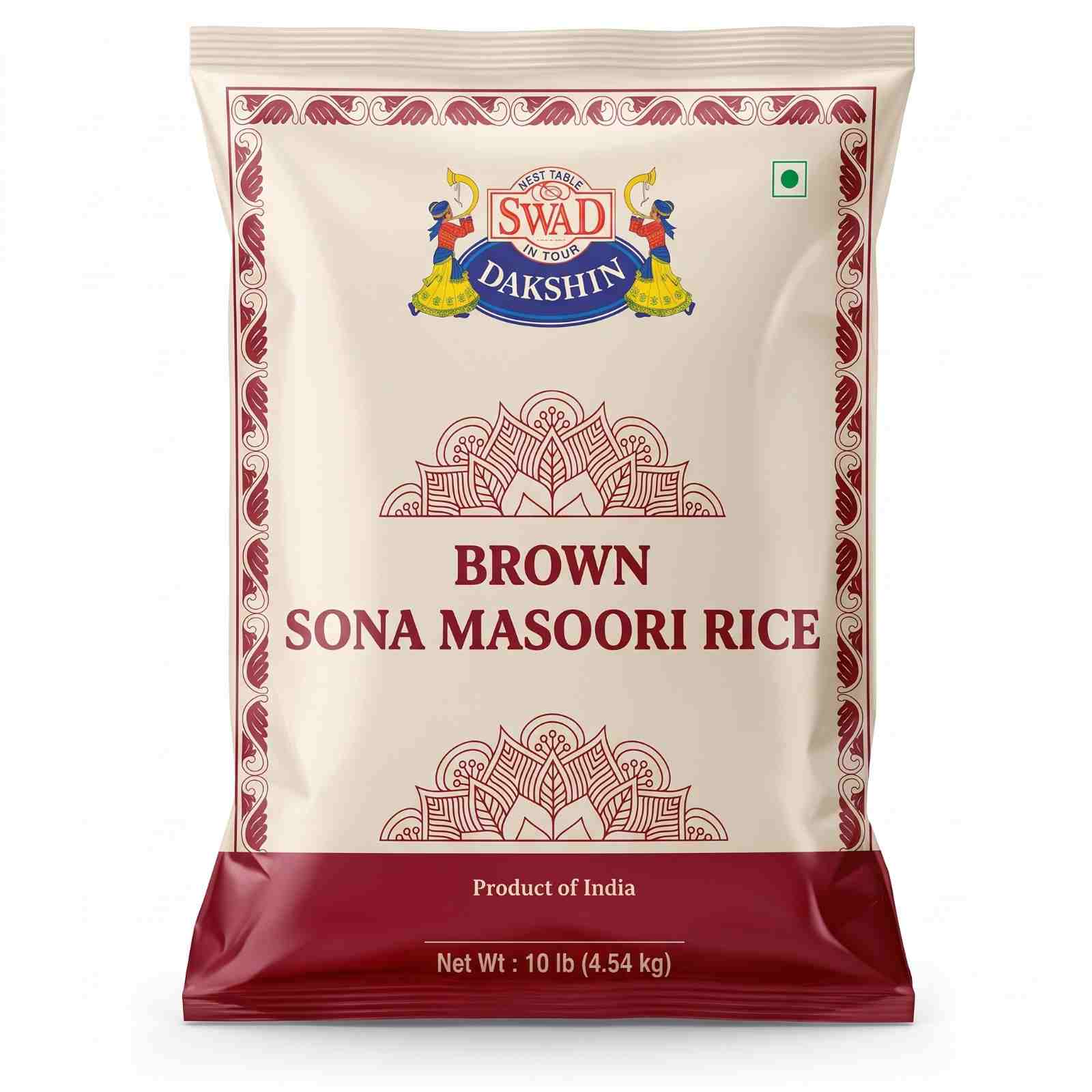 Swad Dakshin Brown Sona Masoori Rice (4.5kg 10lb)
