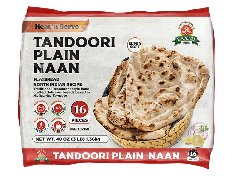 Laxmi Tandoori Plain Naan 16pcs (1.36kg 3lb)