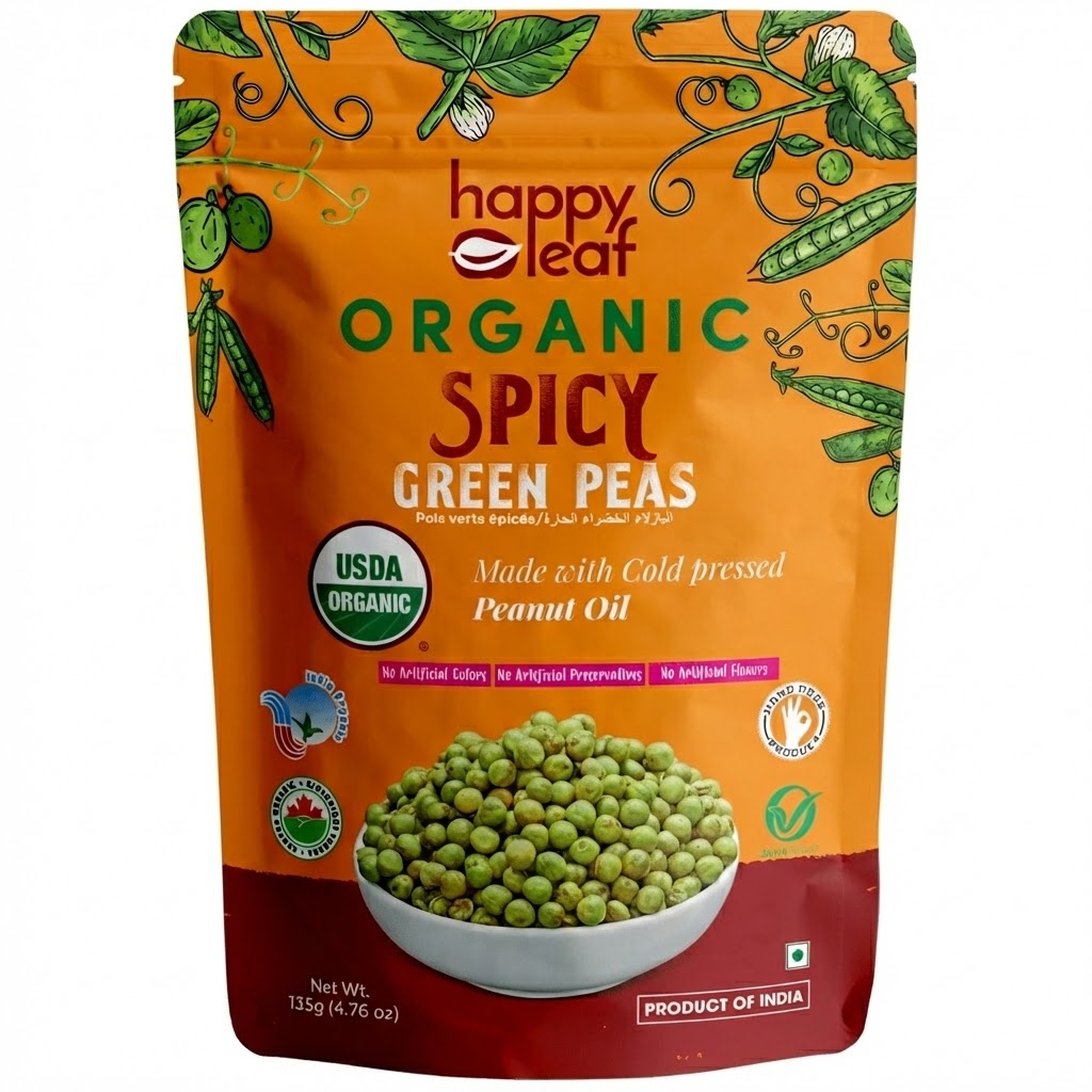 Happy Leaf Organic Spicy Green Peas (135g, 4.76oz)