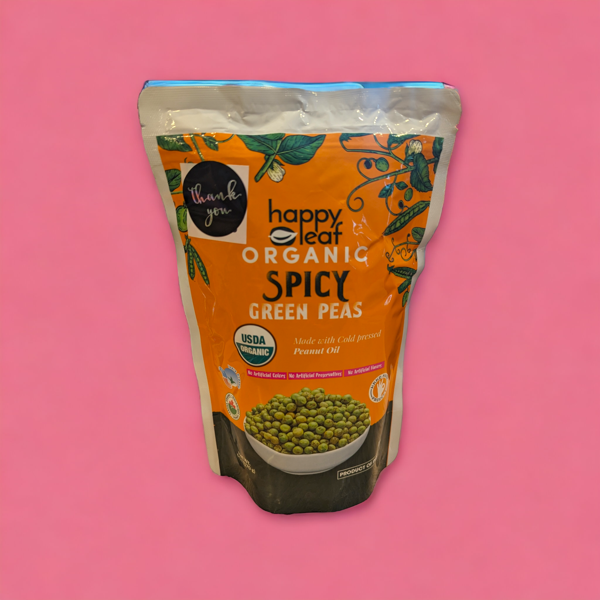 Happy Leaf Organic Spicy Green Peas (170g  6oz)