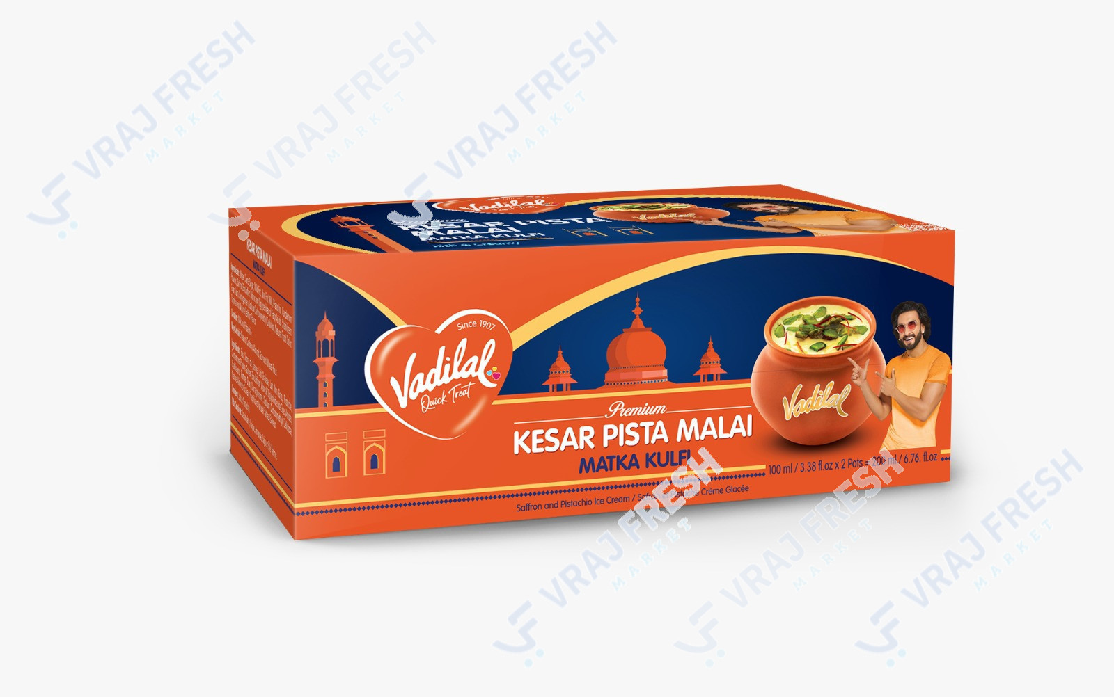 Vadilal Kesar Pista Malai Matka Kulfi (200ml  6.76Oz)