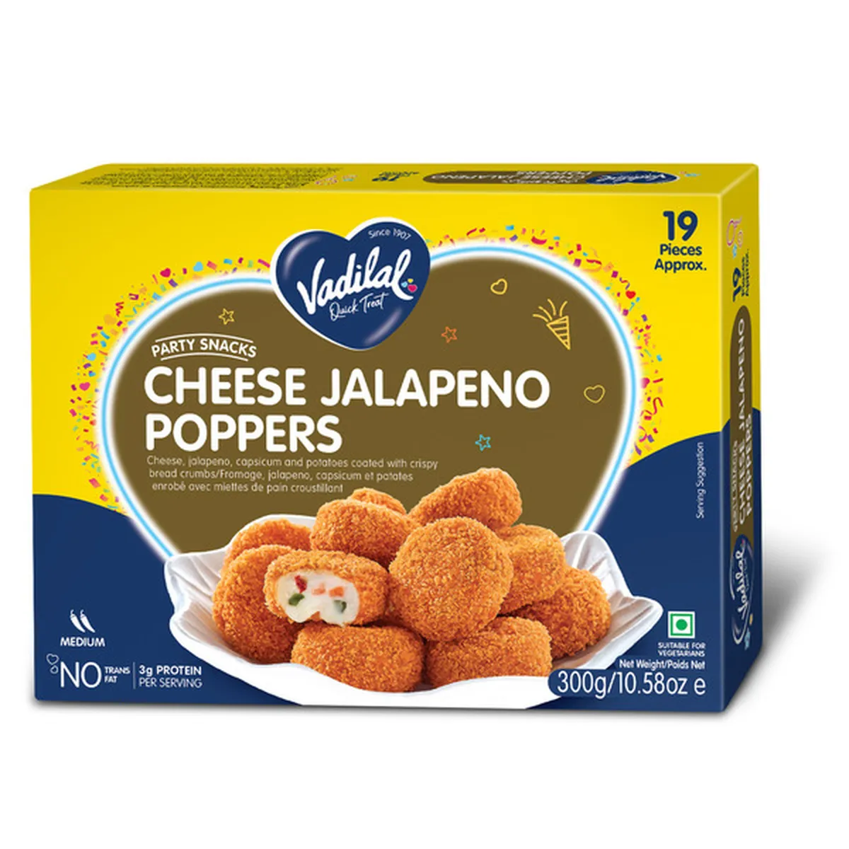 Vadilal Cheese Jalapeno Poppers  19 Pcs (300g 10.58oz)
