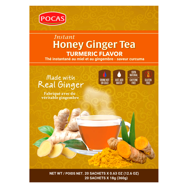 Pocas Instant Honey Ginger Tea Turmeric Flavor  20 Sachets (360g  12.6Oz)