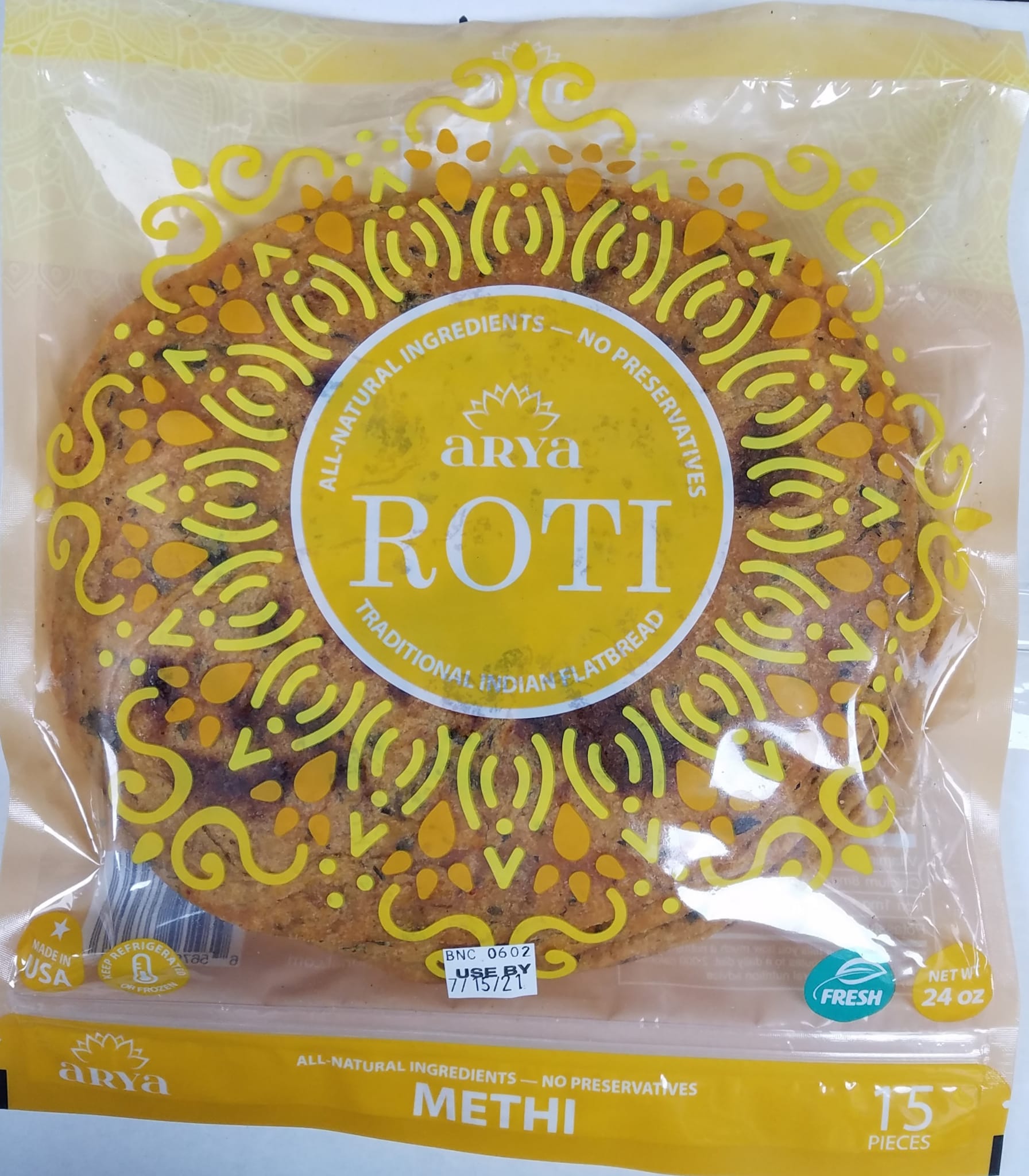 Arya Methi Roti (15 Pcs  24oz)