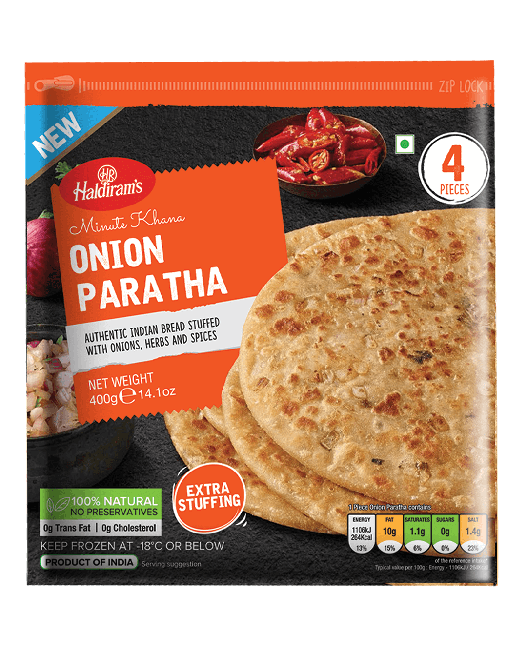 Haldirams Onion Paratha  4 Pcs (400g  14.1Oz)