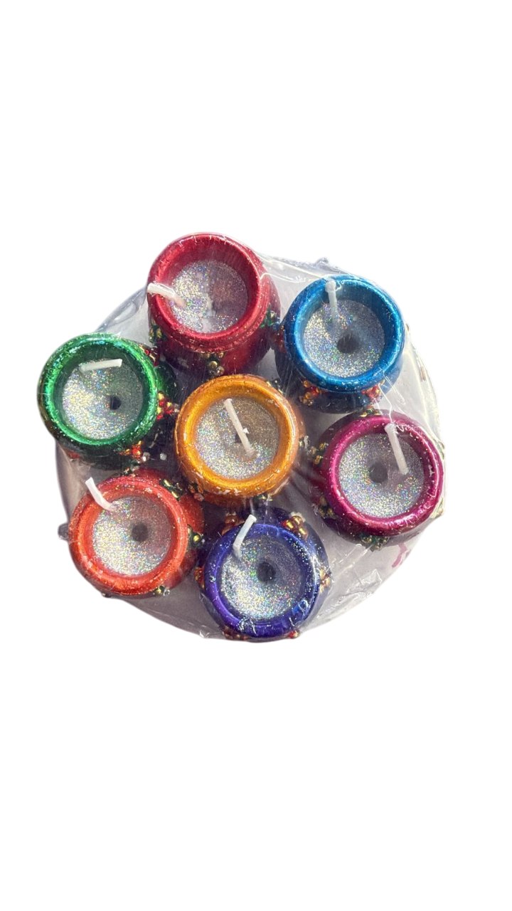 Colored Diyas Pack of 7