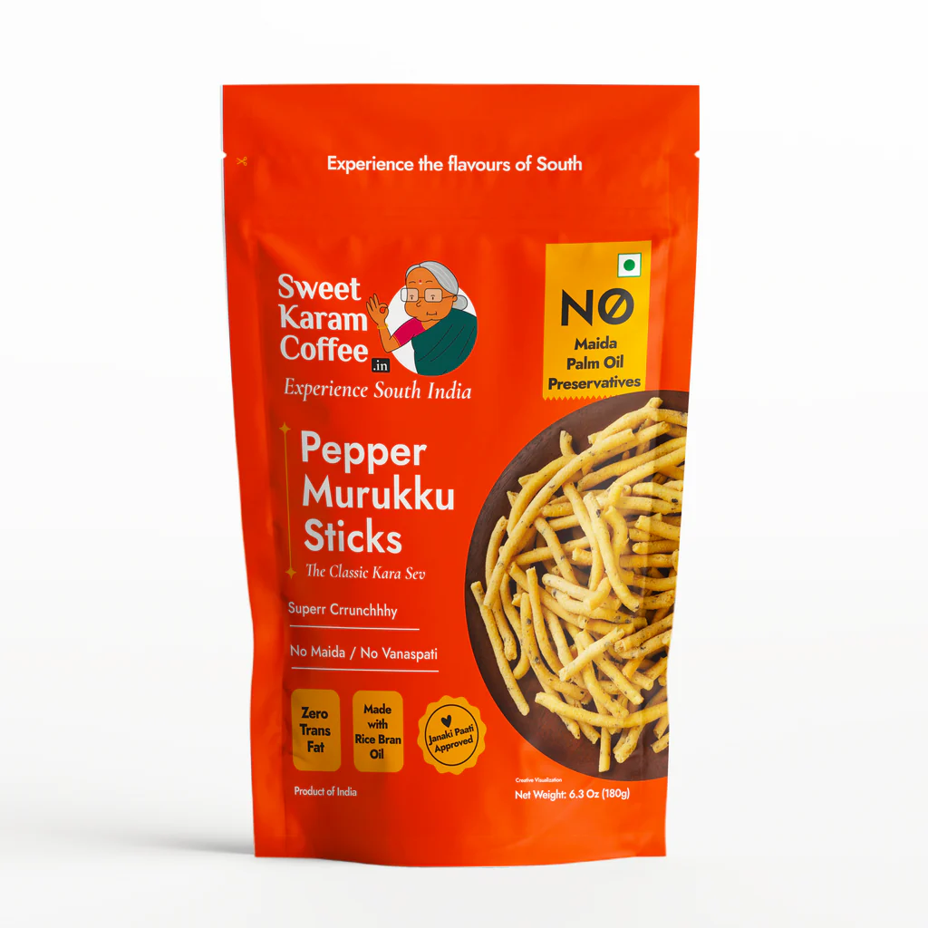 Sweet Karam Coffee Pepper Murukku Sticks (180g 6.3oz)