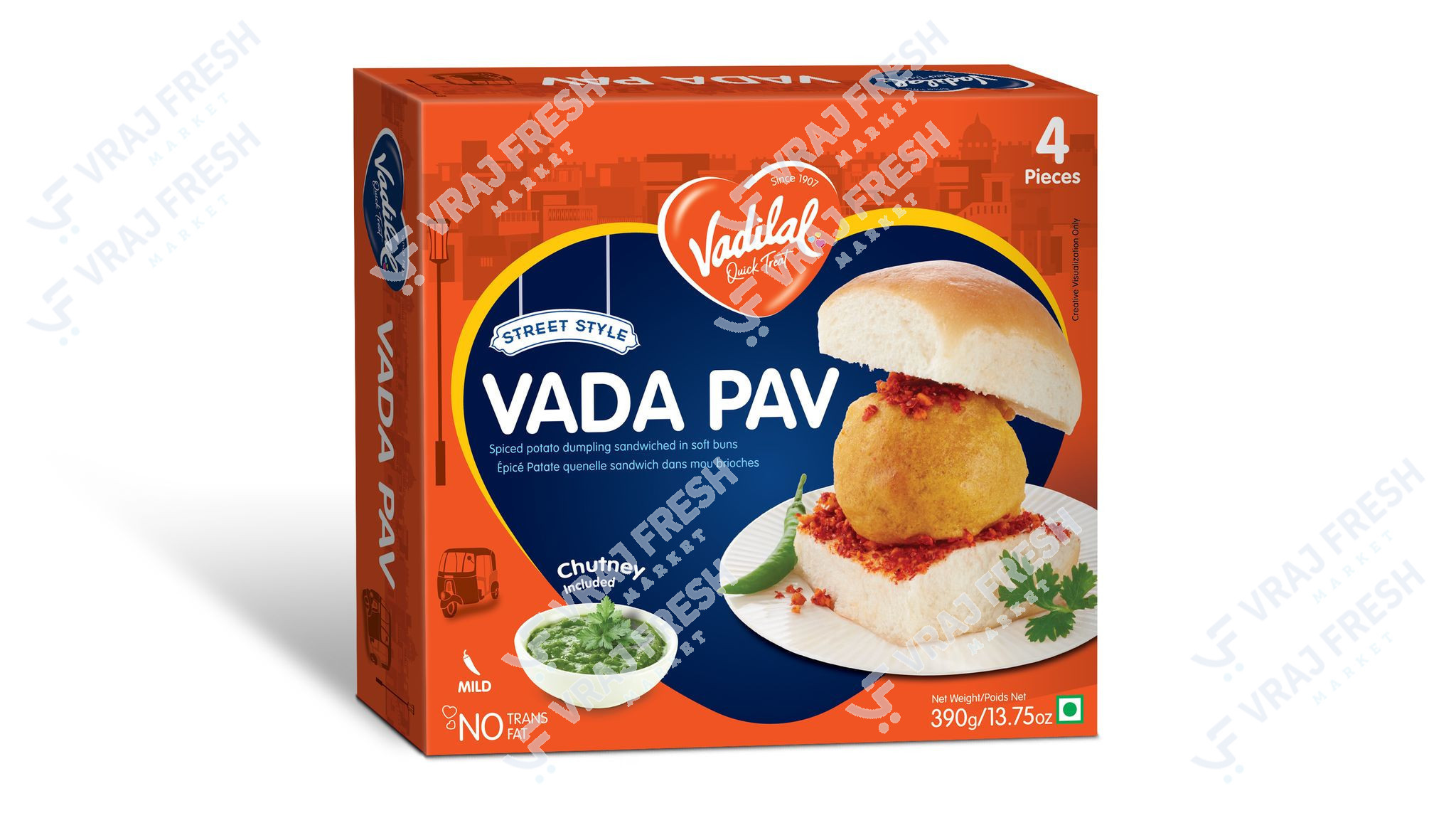 Vadilal Vada Pav  4 Pcs (390g  13.75Oz)
