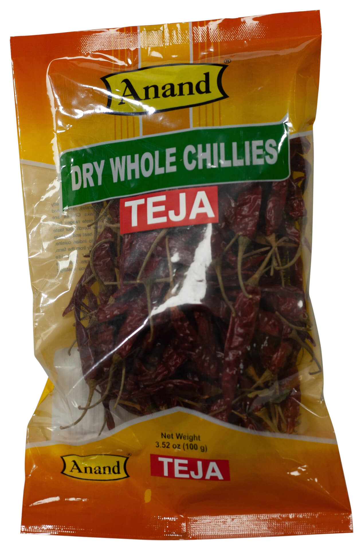 Anand Teja Dry Whole Chillies (100g  3.52Oz)