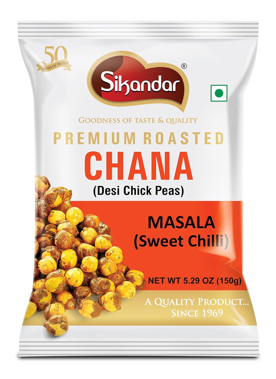 Sikandar Premium Roasted Masala Chana Sweet Chilli (150g 5.2oz)