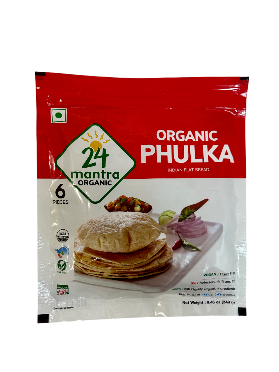 24 Mantra Organic Phulka Roti 6 Pcs (240g 8.46Oz)