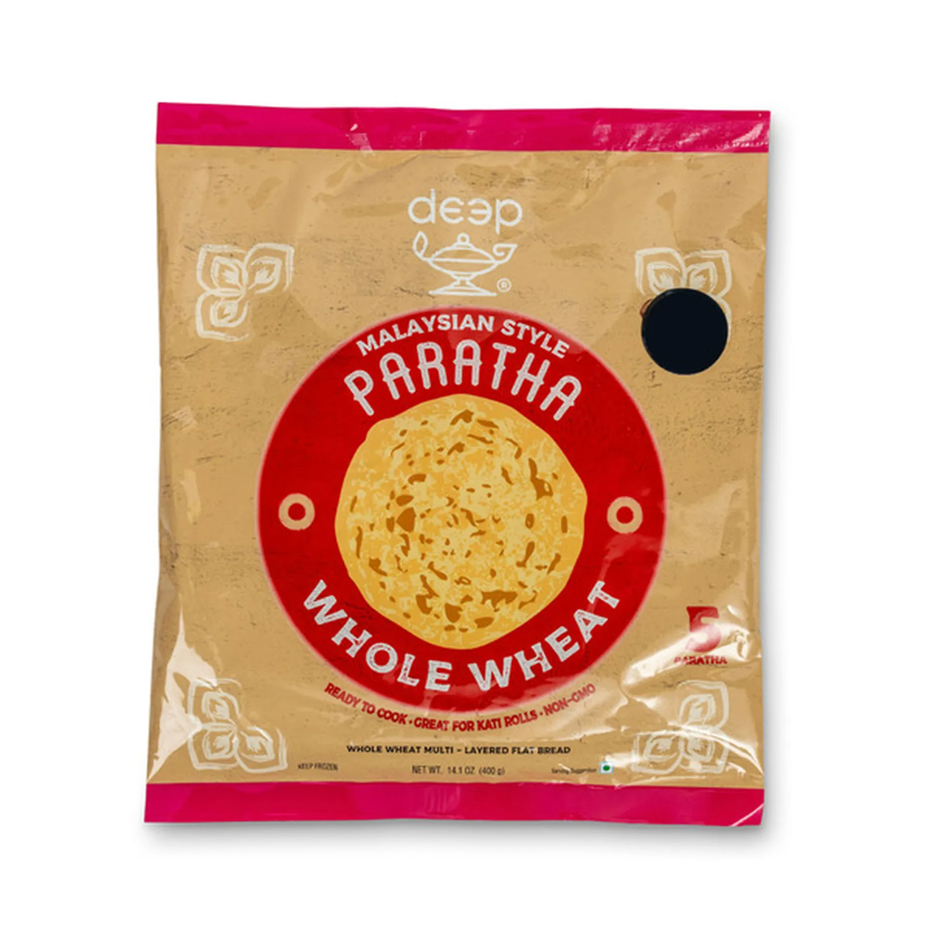 Deep Whole Wheat Paratha 5pcs (400g 14oz)