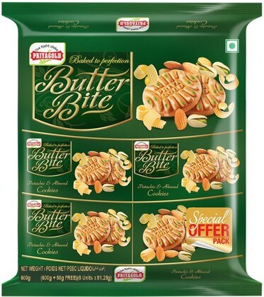 Priyagold Butter Bite Pistachio And Almond Cookies (520g  18.34Oz  1.14Lb)
