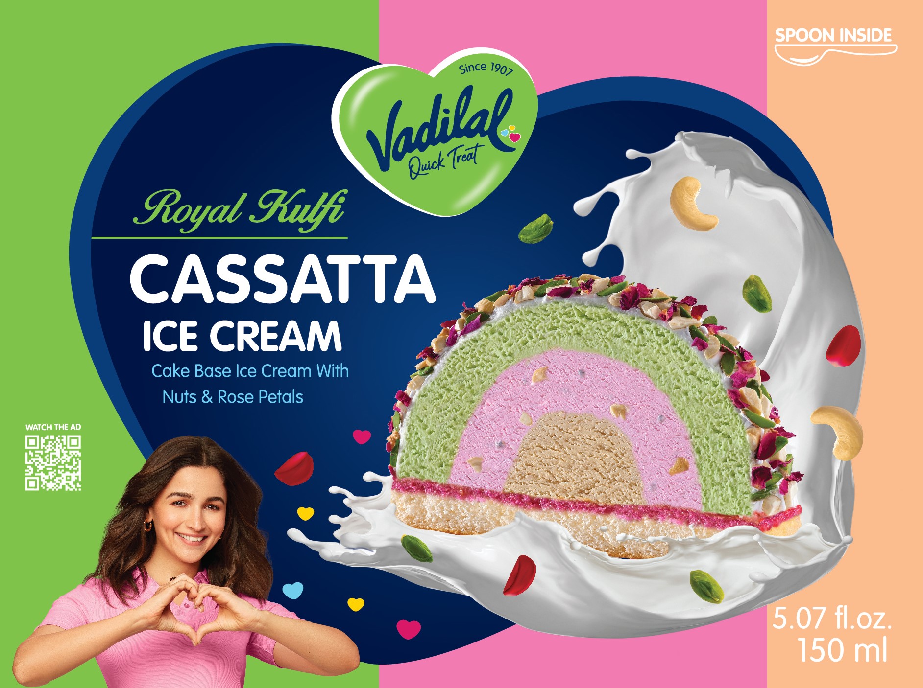 Vadilal Royal Kulfi Cassatta Ice Cream (150ml 5.07Oz)