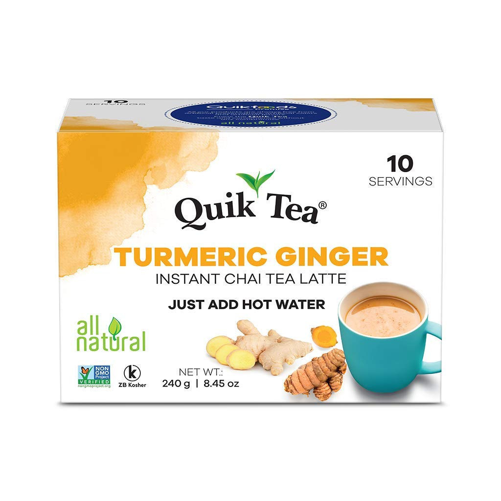 Quik Tea Turmeric Ginger Instant Tea  10 Servings (Sweetened) (240g  8.45Oz)