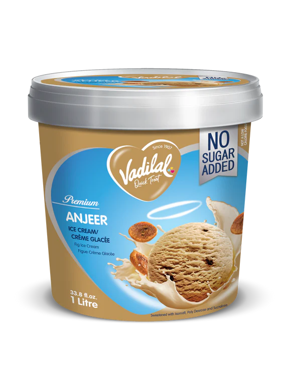 Vadilal Anjeer Ice Cream (No Sugar Added) (1ltr  33.8Oz)