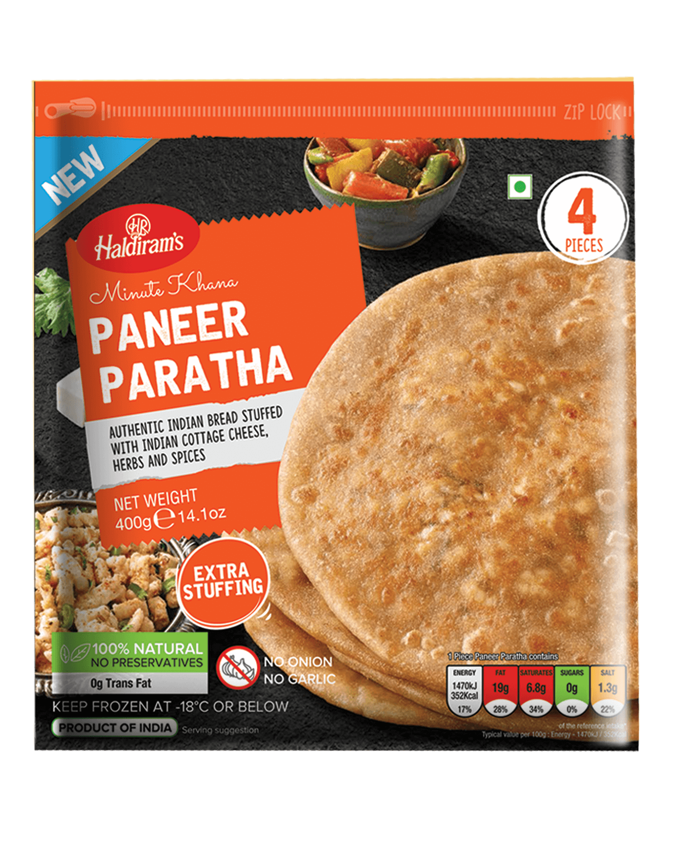 Haldirams Paneer Paratha  4 Pcs (400g  14.1Oz)