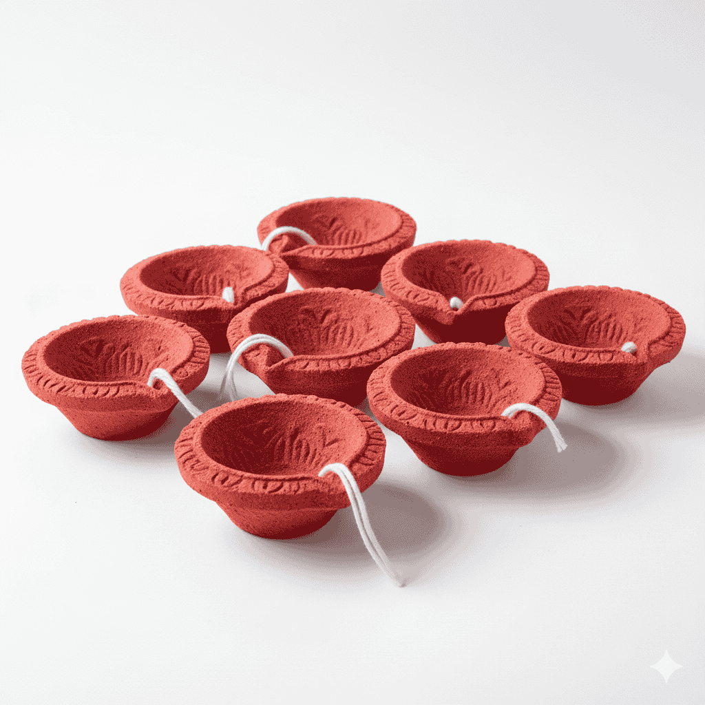 Sand Clay Diyas Red Pack of 6