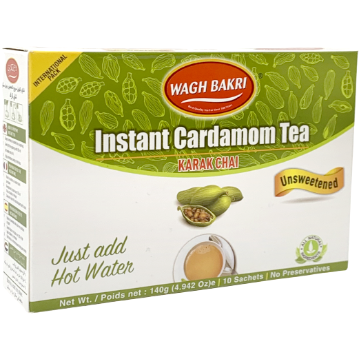 Wagh Bakri Instant Cardamom Tea  10 Sachets (Unsweetened) (140g  4.94Oz)