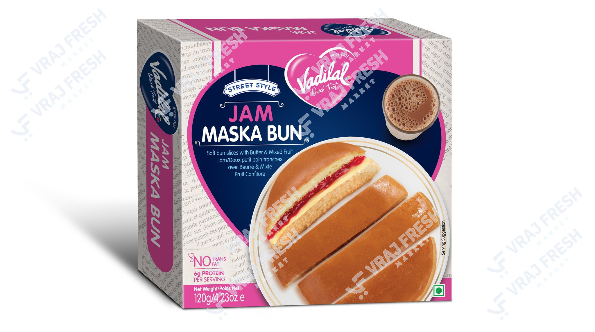 Vadilal Jam Maska Bun (120g  4.23Oz)