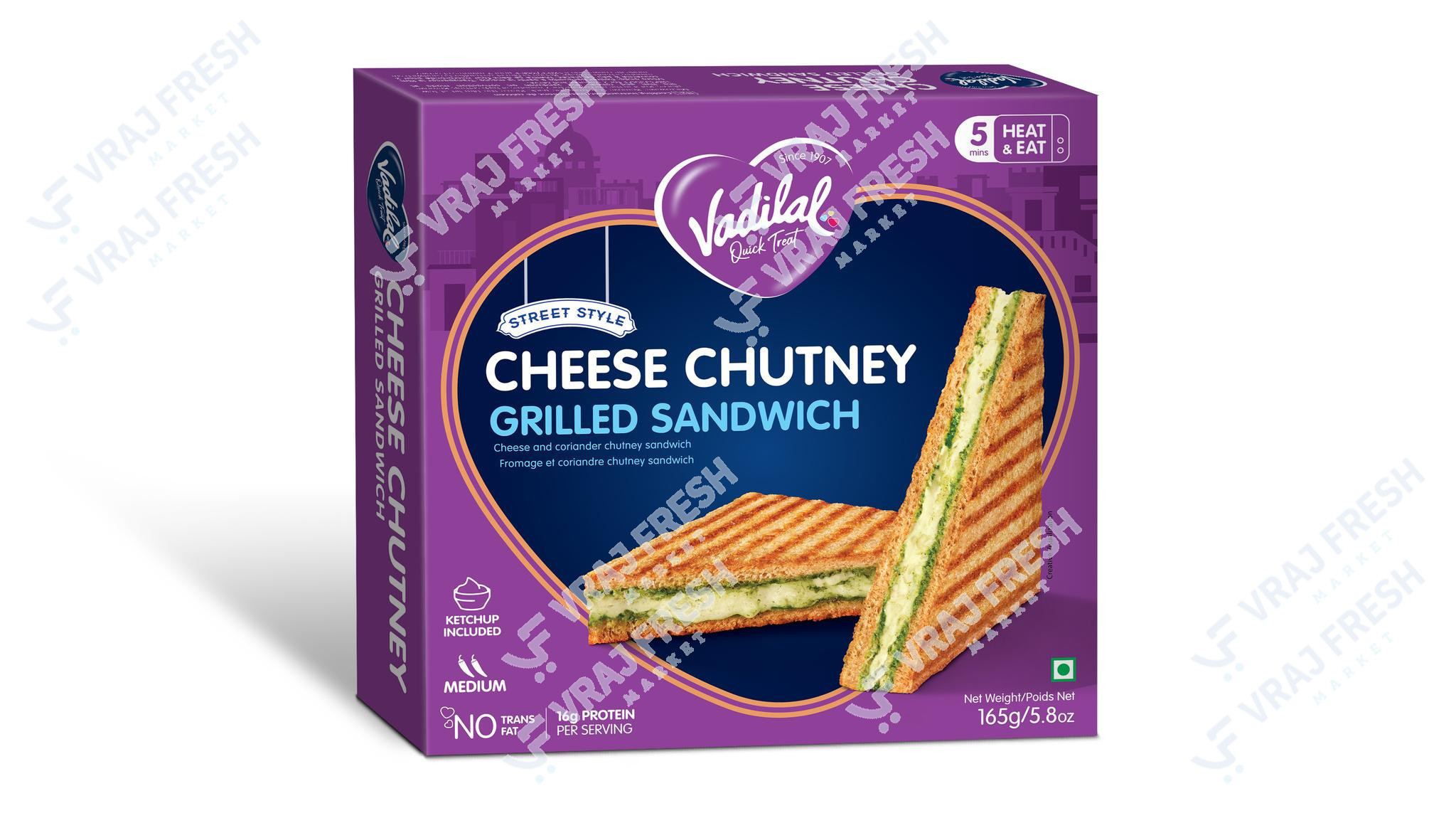 Vadilal Cheese Chutney Grilled Sandwich (165g  5.8Oz)