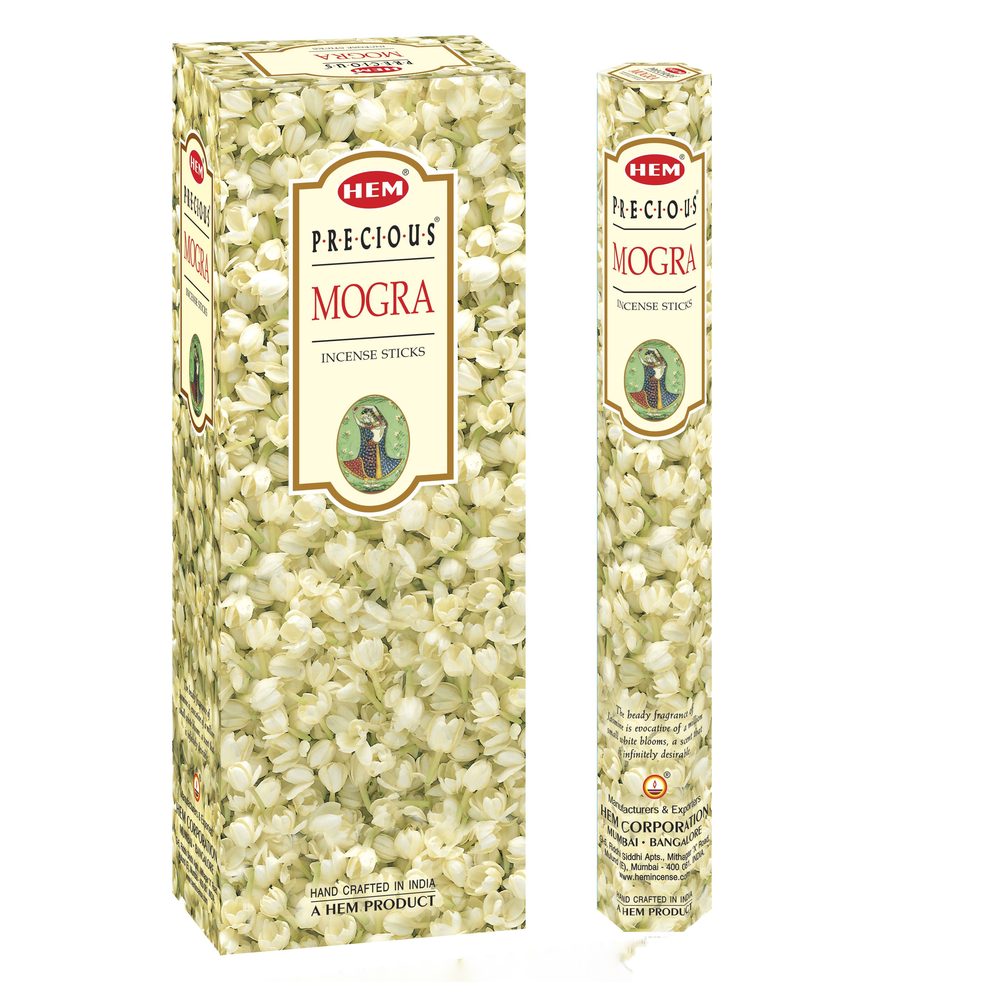 Hem Precious Mogra Incense Sticks (6 Pack of 20 Sticks Each)