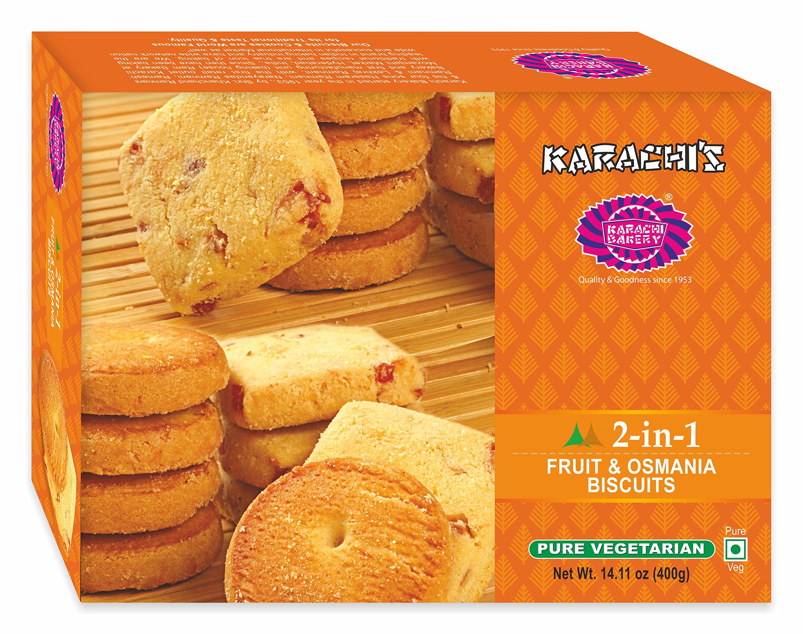 Karachi Bakery 2 in 1 Fruit and Osmania Biscuits (400g  14.11oz)