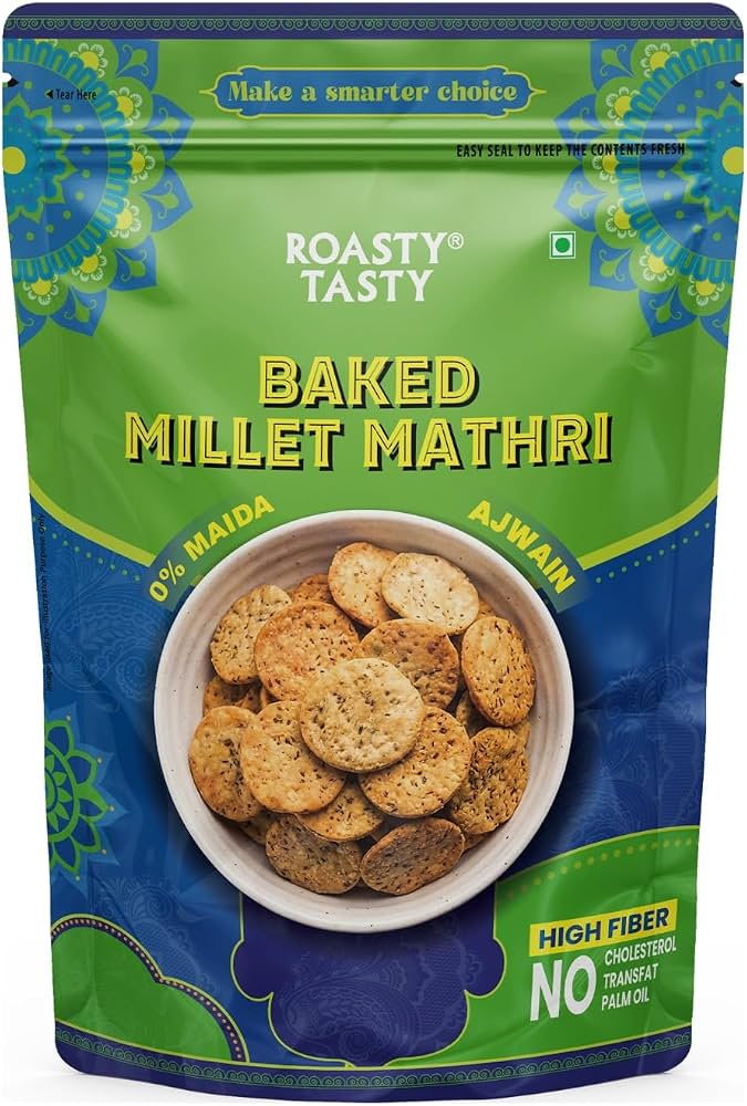 Roasty Tasty Baked Millet Ajwain Mathri (180g)