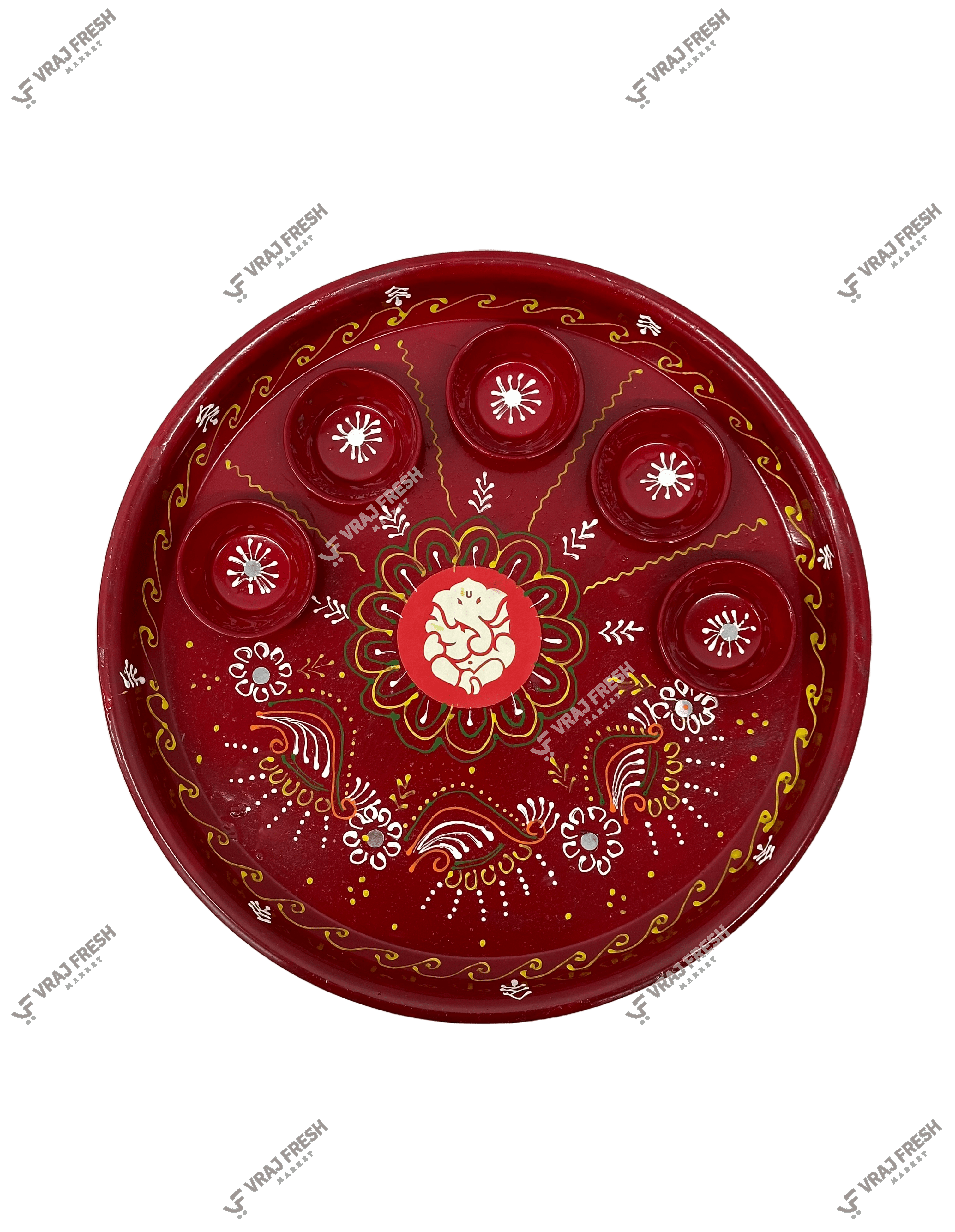 Pooja Thali Plate Platter Decorative Steel Puja Thali with Diya For Aarti Pooja