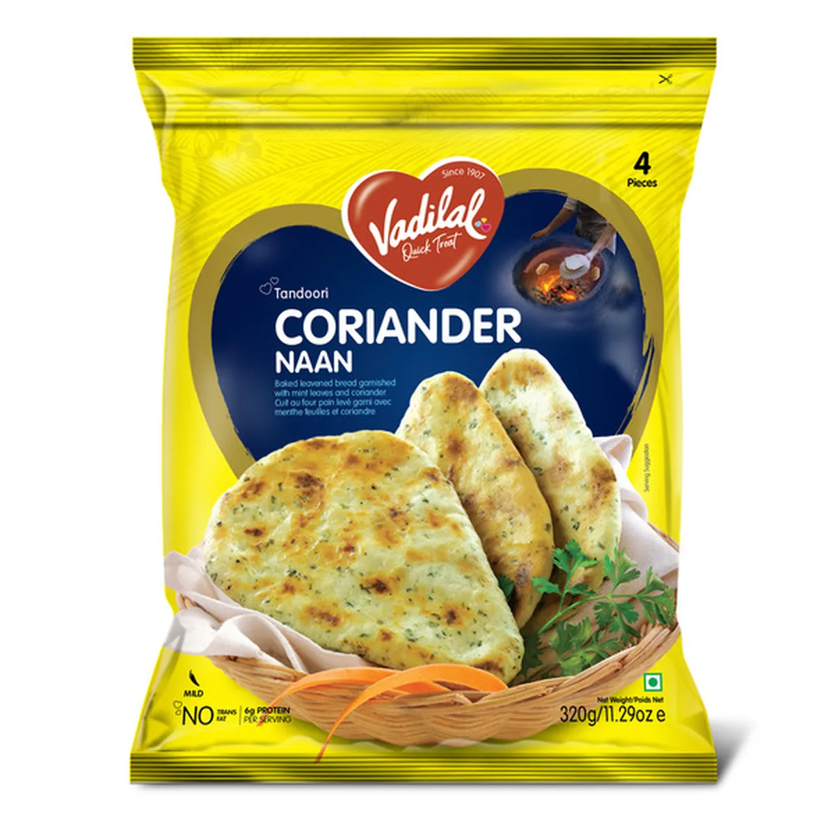 Vadilal Coriander Naan  4 Pcs (320g  11.29Oz)