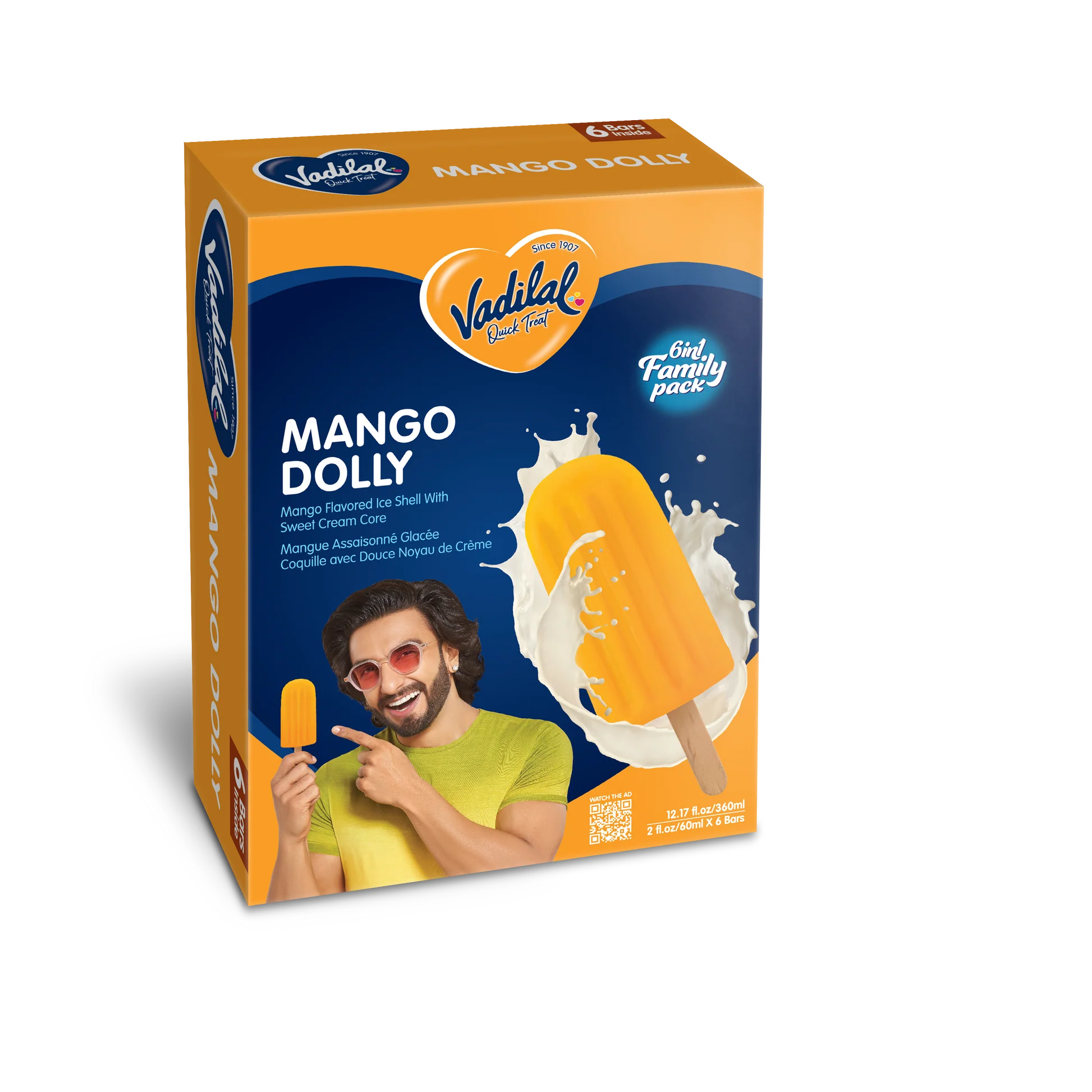 Vadilal Mango Dolly (6 in 1 Family Pack) (360ml  12.17Oz)