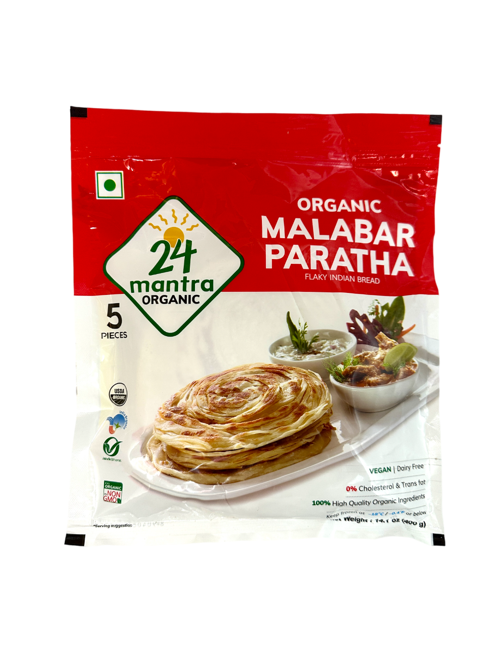 24 Mantra Organic Malabar Paratha 5 Pcs (400g 14.1Oz)