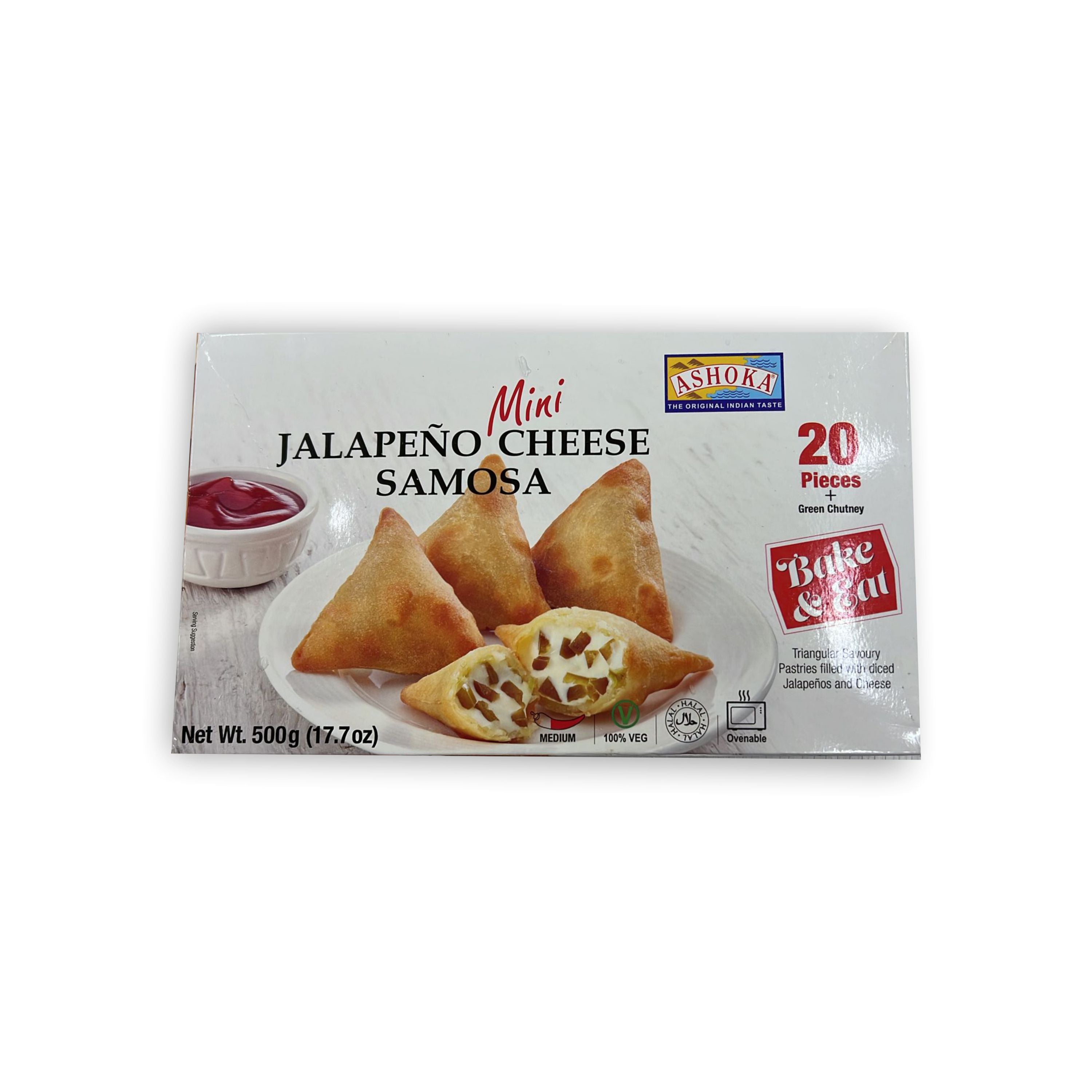 Ashoka Mini Jalapeno Cheese Samosa  20 pcs (500g  17.7Oz)