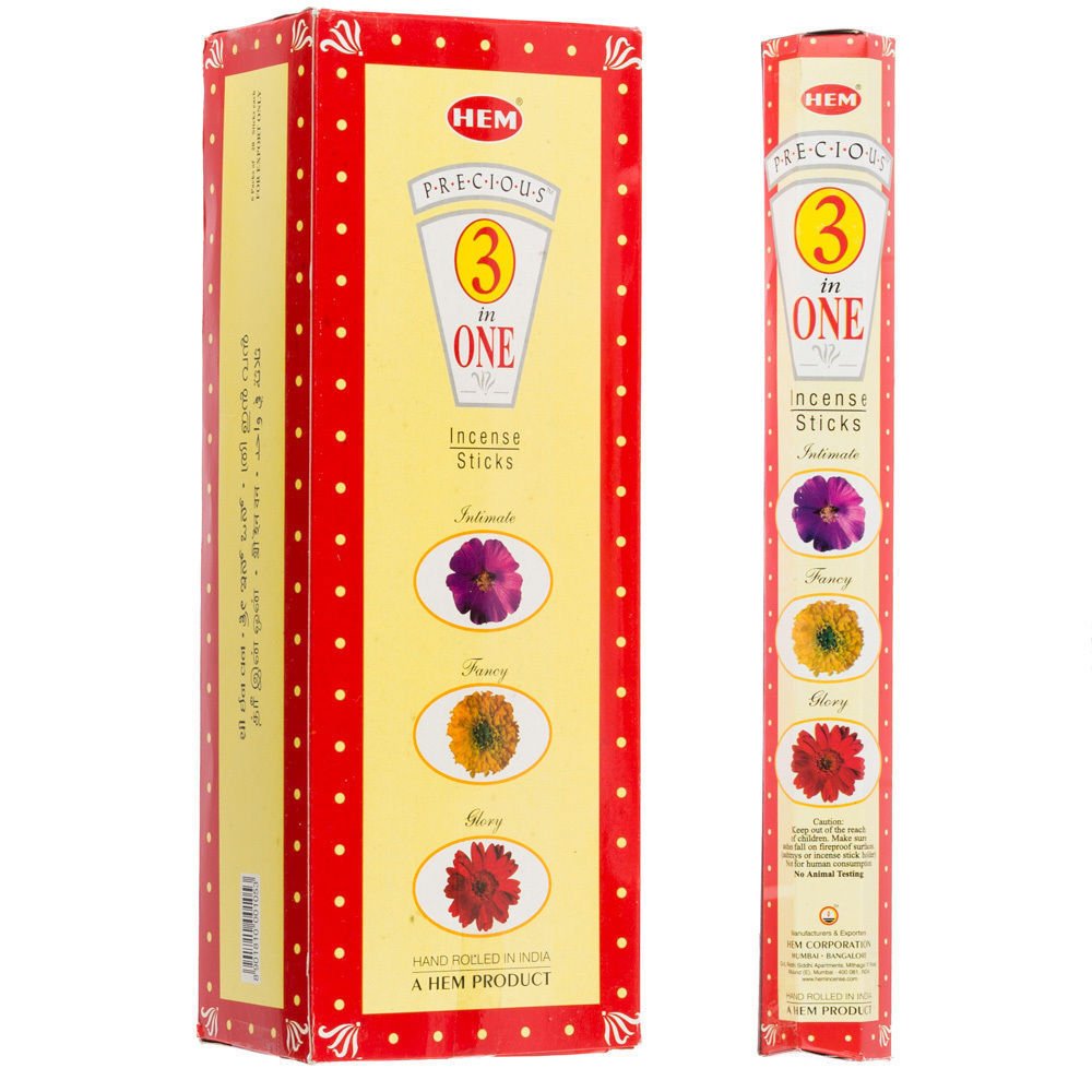 Hem Precious 3 in One Incense Sticks (6 Pack of 20 Sticks Each)