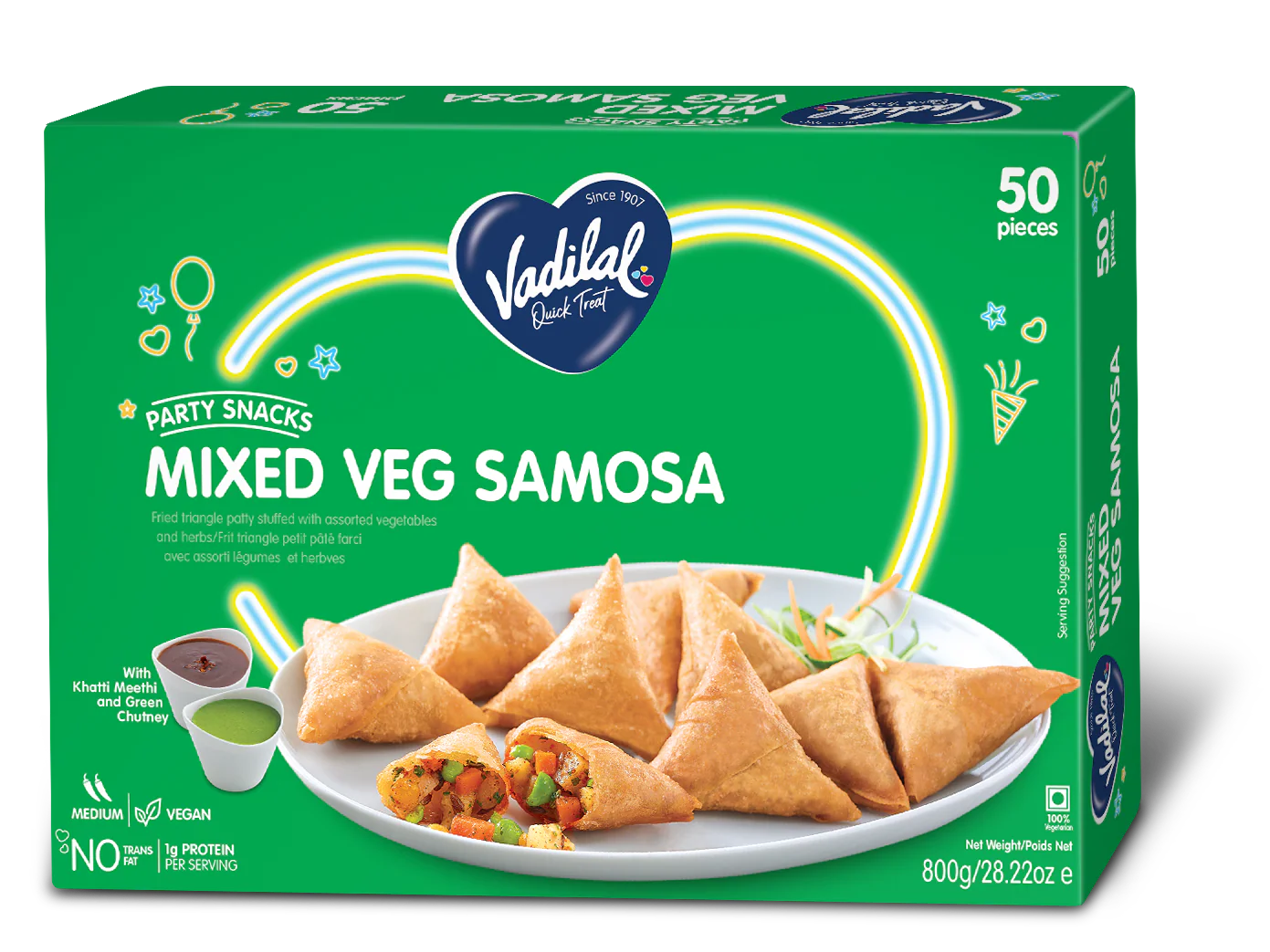 Vadilal Mixed Veg Samosa 50pcs (800g 28oz)