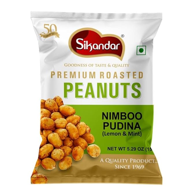 Sikandar Premium Roasted Nimboo Pudina Peanuts (150g 5.2oz)