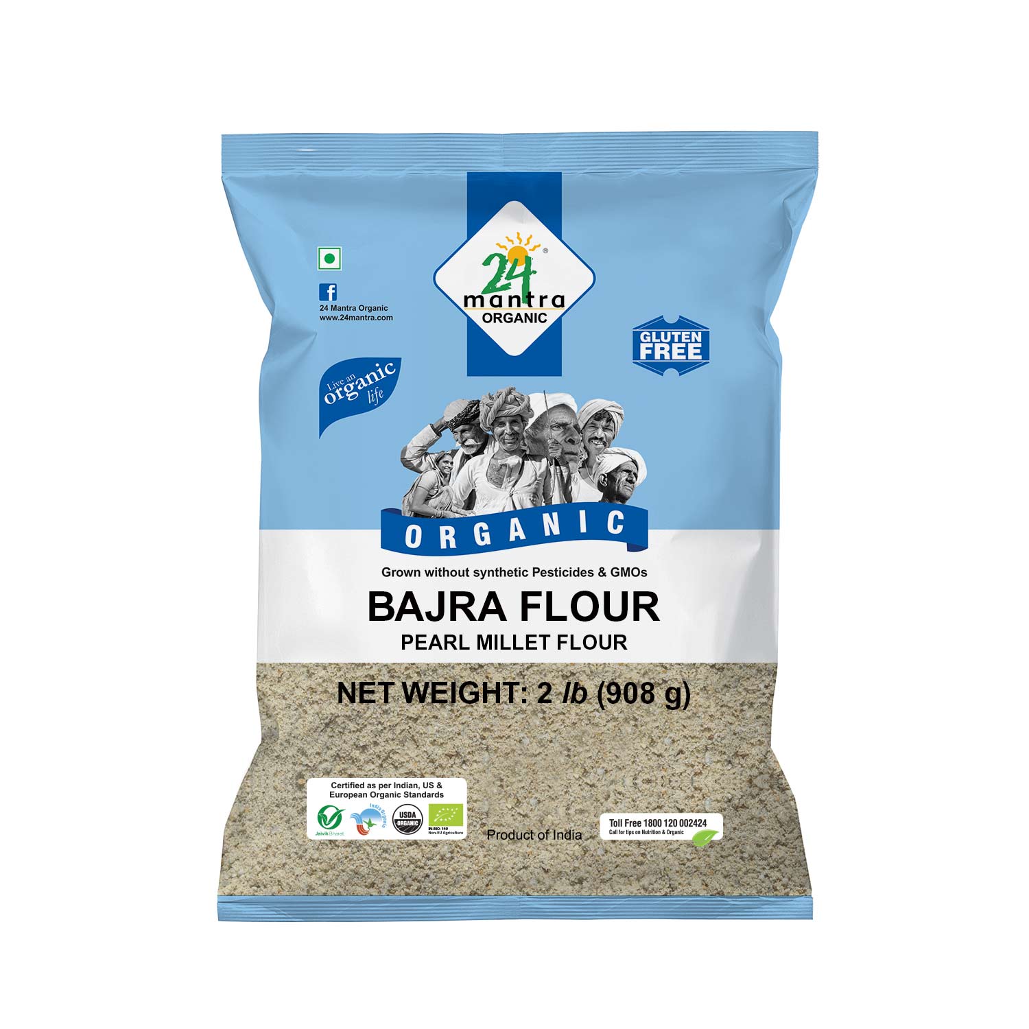 24 Mantra Organic Bajra Flour (908g  2Lb)