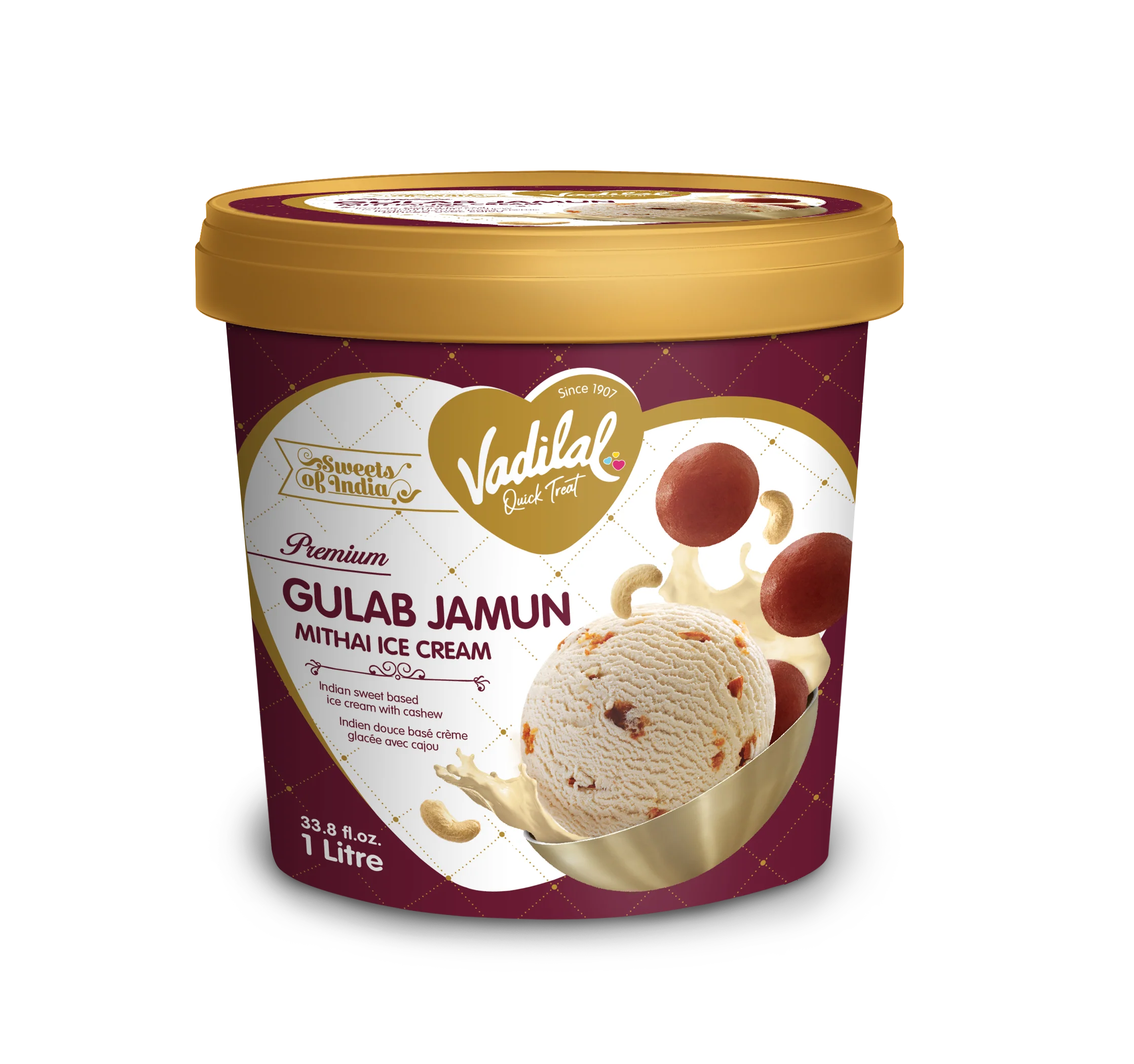 Vadilal Gulab Jamun Mithai Ice Cream (1L 33.8fl.oz)