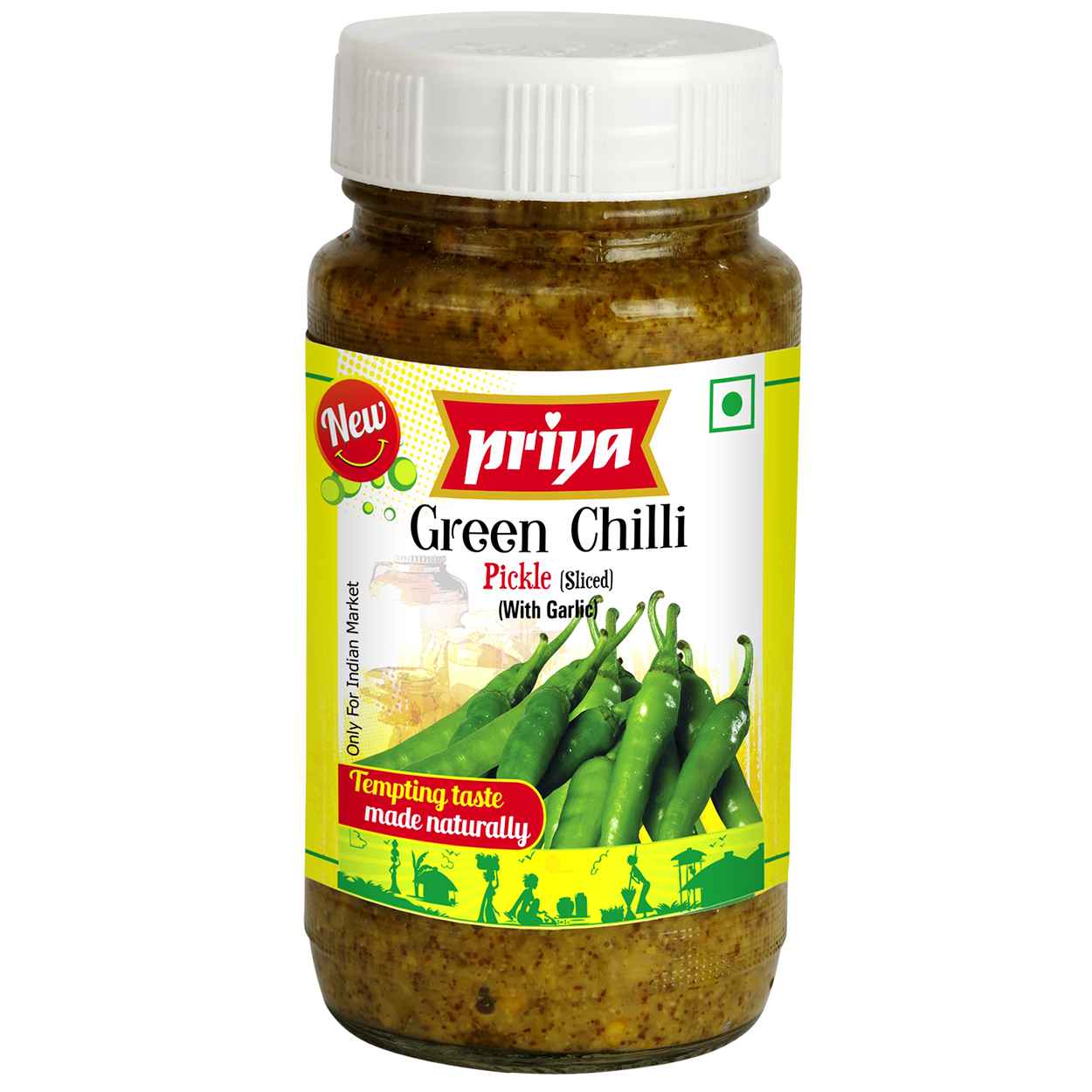 Priya Green Chilli Pickle With Garlic (300g 10oz)