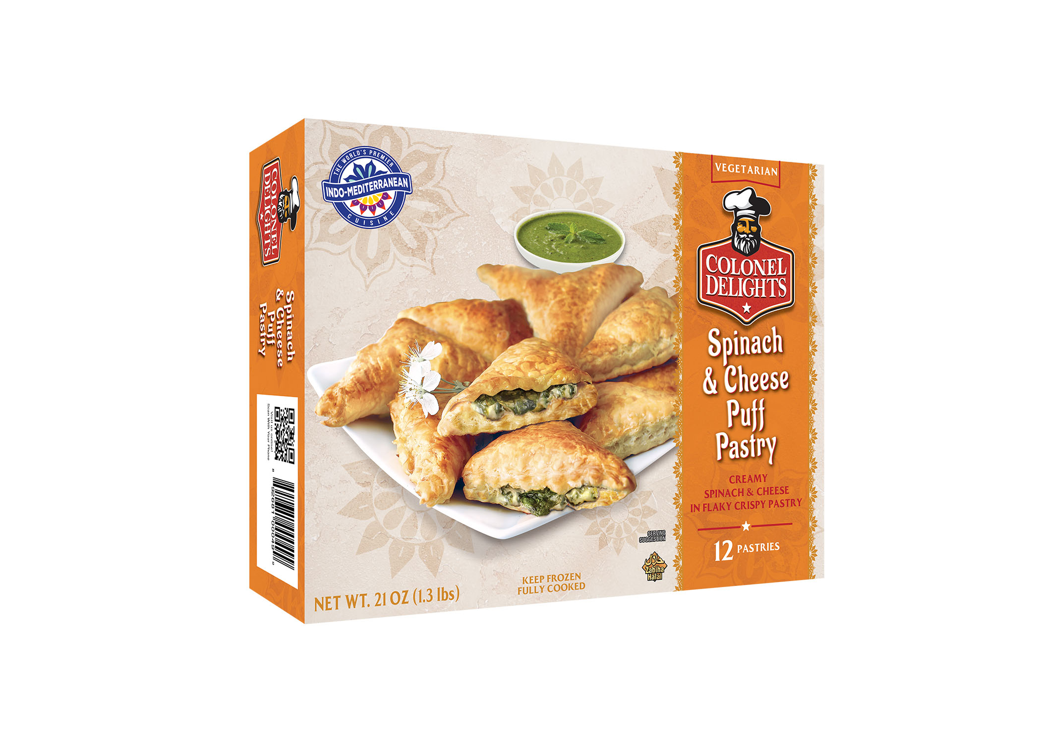 Colonel Delights Spinach & Cheese Puff Pastry  12 Pieces (21Oz  1.3Lb)