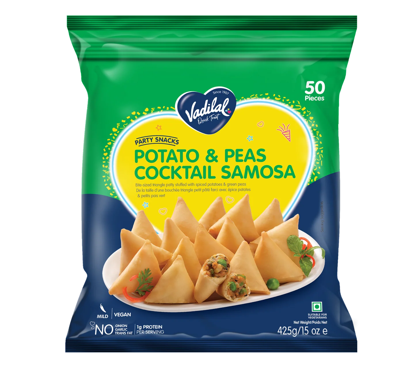 Vadilal Potato Peas Cocktail Samosa 50pcs (425g 15oz)