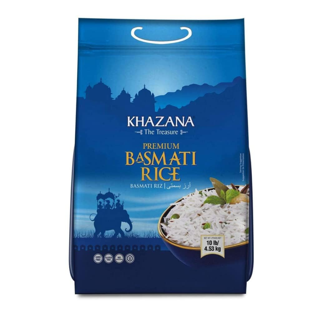 Khazana Premium Low GI Basmati Rice (4.54kg  10lb) - Free Chakki Atta 5lb