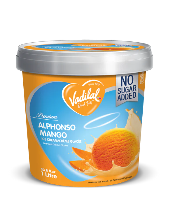 Vadilal Alphonso Mango Ice Cream (No Sugar Added) (1ltr  33.8Oz)