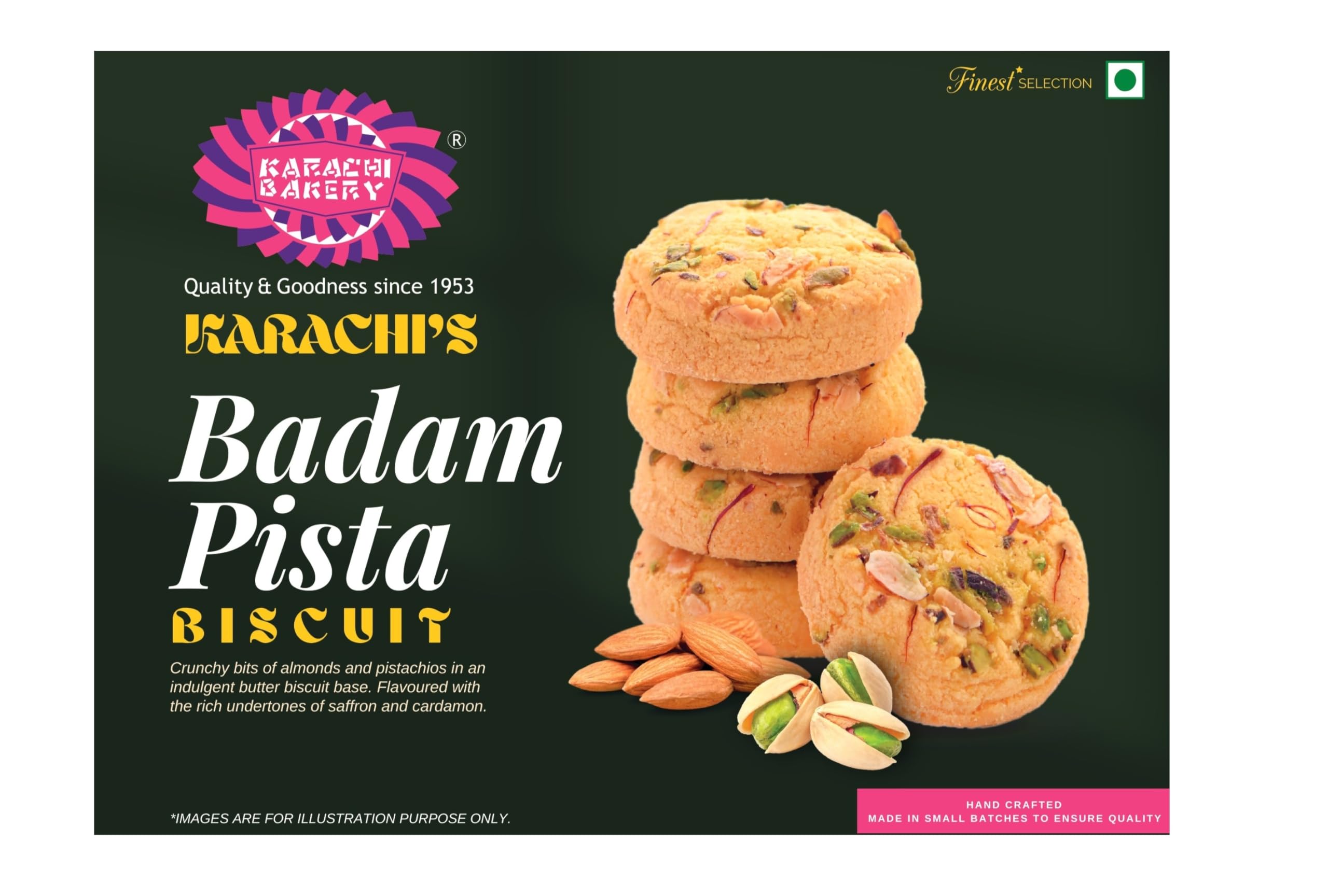Karachi Bakery Badam(Almond) Pista Biscuits (400g  14Oz)