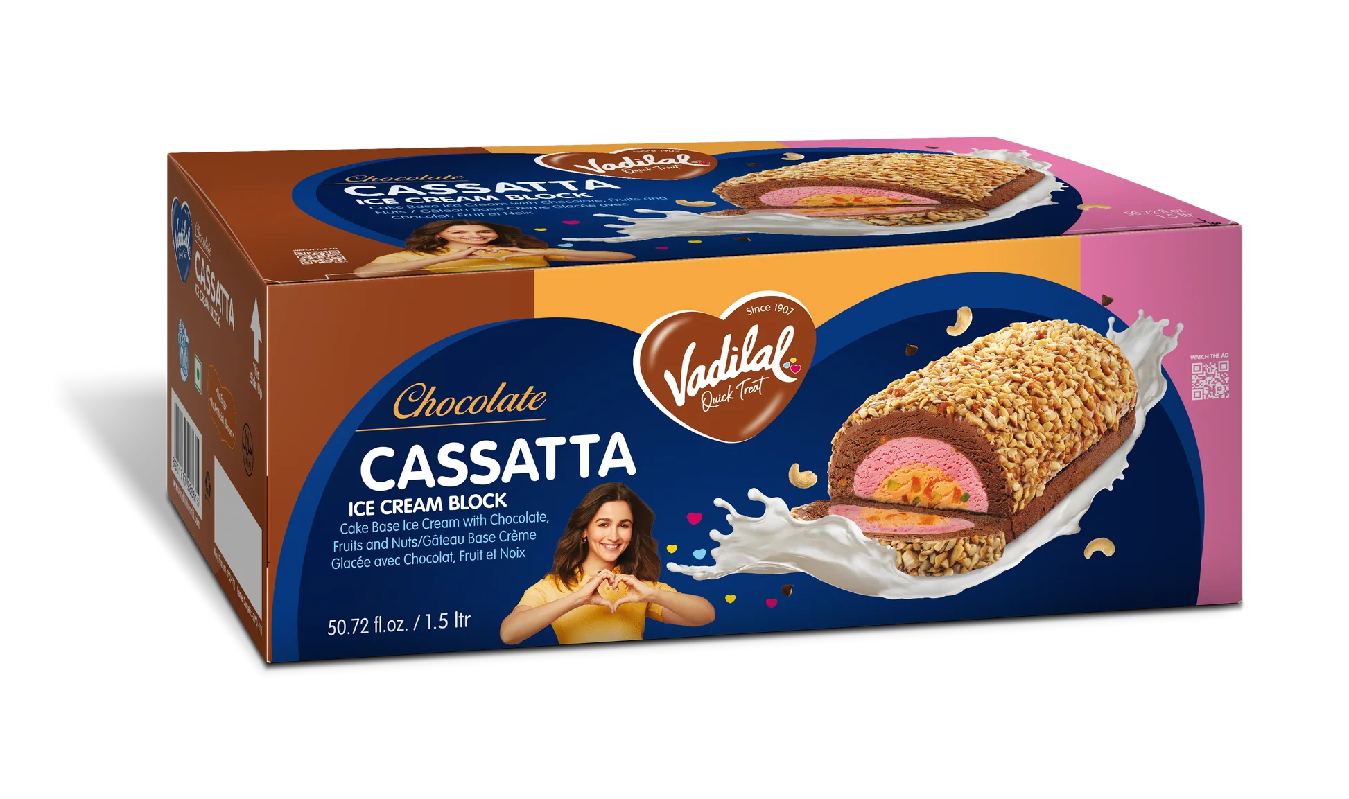 Vadilal Chocolate Cassatta Ice Cream Block (1.5L 50.7 fl.oz)